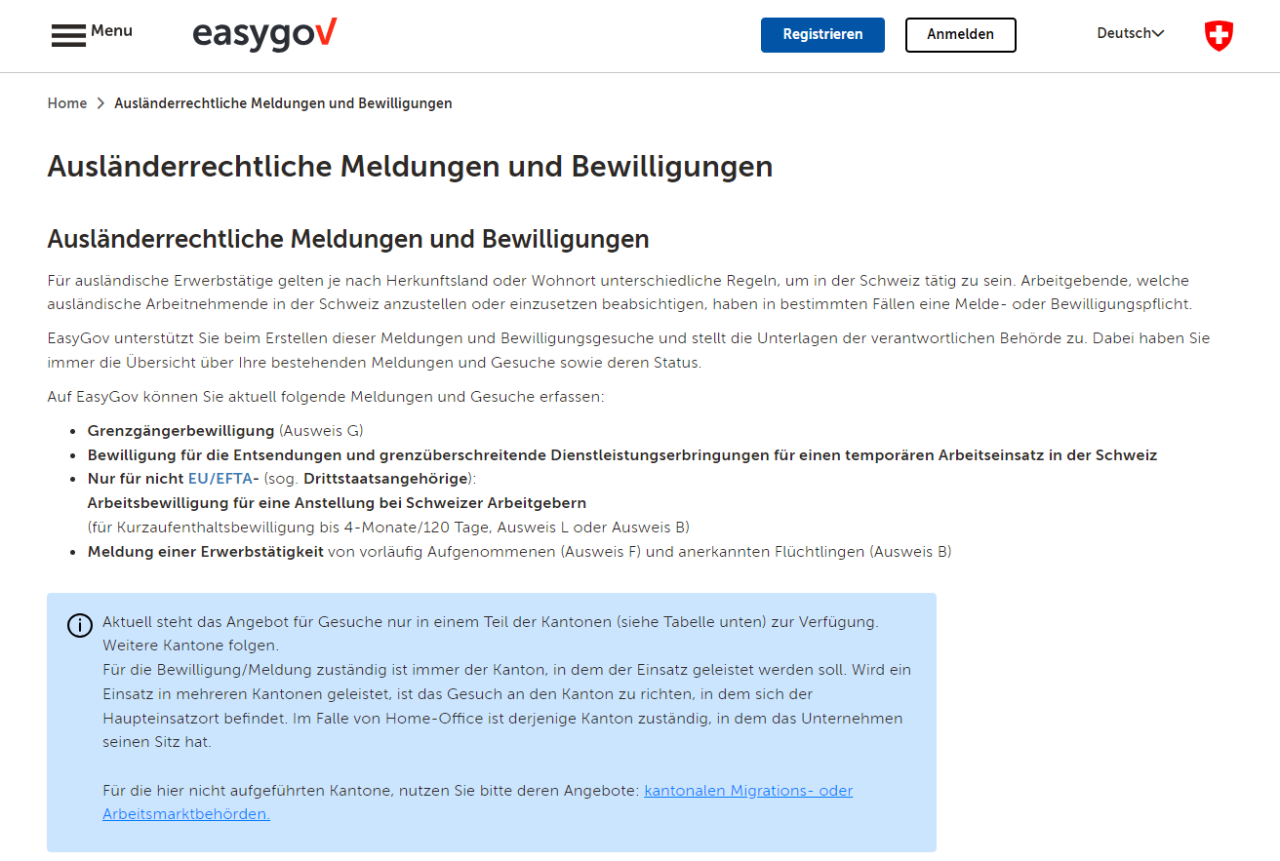 E-Service - Grenzgänger EU/EFTA